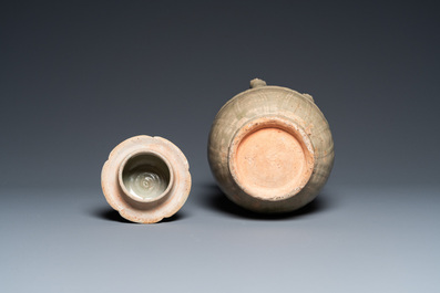A rare Chinese Yueyao covered urn, probably Song