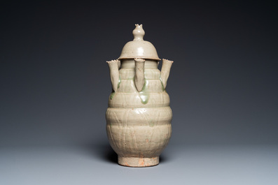 A rare Chinese Yueyao covered urn, probably Song