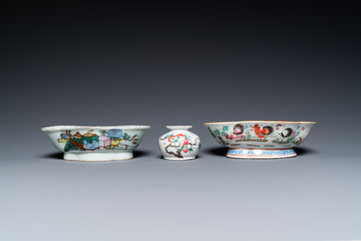 Collection vari&eacute;e en porcelaine de Chine famille rose et qianjiang cai, 19/20&egrave;me