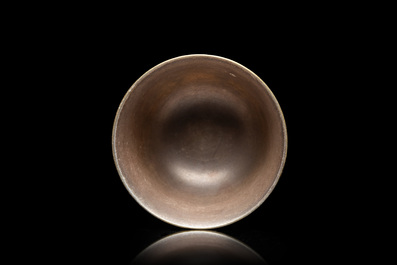 A Chinese blue enamel on gilt &lsquo;Shou&rsquo; tea bowl, 18/19th C.