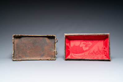 Br&ucirc;le-parfum couvert de forme rectangulaire en &eacute;maux cloisonn&eacute;s, Chine, Qing