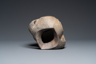 A Chinese grey pottery two-handled amphora, Han