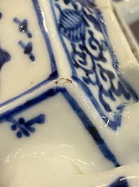 A Chinese blue and white 'landscape' teapot and cover, Kangxi