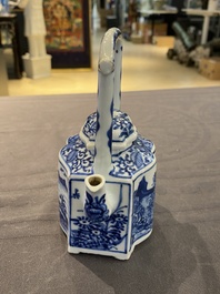 A Chinese blue and white 'landscape' teapot and cover, Kangxi