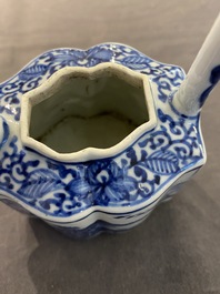 A Chinese blue and white 'landscape' teapot and cover, Kangxi