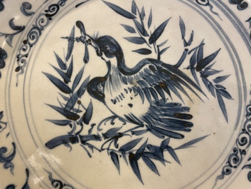 A Vietnamese or Annamese blue and white 'bird' dish, 15/16th C.