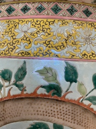 A large Chinese famille verte light blue-ground fish bowl, 19th C.