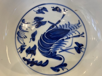 A Chinese blue and white &lsquo;prawn&rsquo; plate, Tianqi