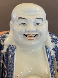 A Chinese blue and white Buddha, Wei Hong Tai Zao 魏洪泰造 mark, Republic
