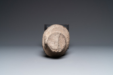 A stone head of Avalokitesvara, Khmer, Cambodia