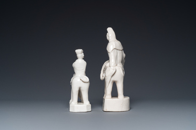 Two Chinese Dehua blanc de Chine sculptures of Guanyin and a Sogdian merchant on an elephant, Kangxi