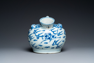 A Chinese blue and white water jug with flying horses, Wanli