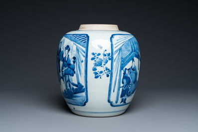 A Chinese blue and white 'narrative subject' jar, Kangxi