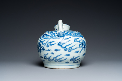 A Chinese blue and white water jug with flying horses, Wanli