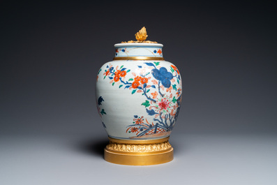 A Chinese rose-Imari jar and cover with gilt bronze mount, Qianlong