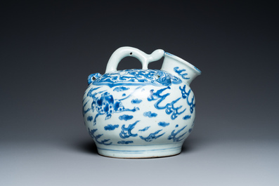 A Chinese blue and white water jug with flying horses, Wanli