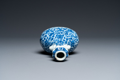 A Chinese blue and white Ming-style vase with floral design, probably Qianlong