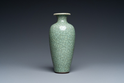 A Chinese crackle-glazed celadon vase, Qianlong