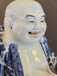 A Chinese blue and white Buddha, Wei Hong Tai Zao 魏洪泰造 mark, Republic