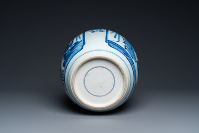 A Chinese blue and white 'narrative subject' jar, Kangxi
