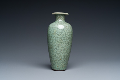 A Chinese crackle-glazed celadon vase, Qianlong