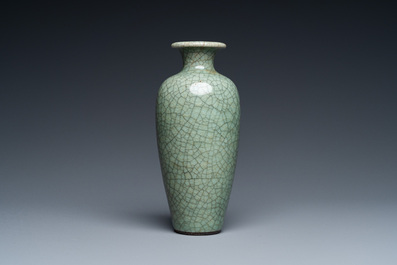 A Chinese crackle-glazed celadon vase, Qianlong