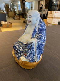 A Chinese blue and white Buddha, Wei Hong Tai Zao 魏洪泰造 mark, Republic