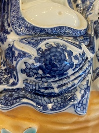 A Chinese blue and white Buddha, Wei Hong Tai Zao 魏洪泰造 mark, Republic