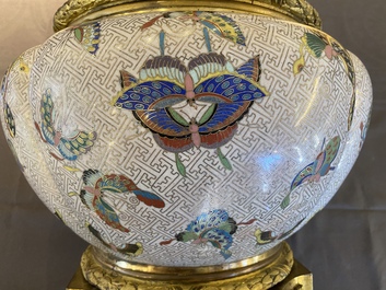A Chinese cloisonn&eacute; '100 butterflies' jardini&egrave;re with gilt bronze mounts, 19th C.