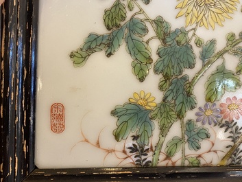 A Chinese famille rose plaque, Huan Ren Tang 懷仁堂製 mark, Republic