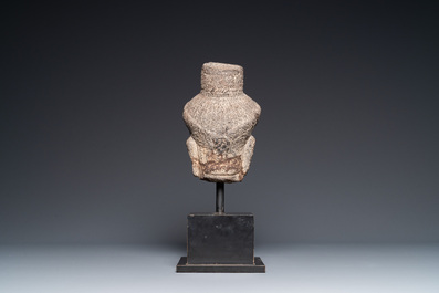 A stone head of Avalokitesvara, Khmer, Cambodia