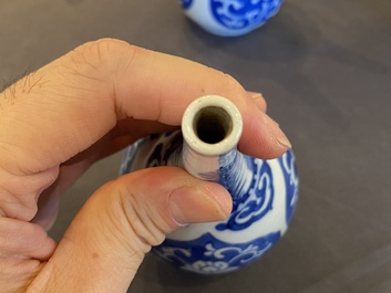 Six Chinese blue and white rosewater sprinklers, Kangxi