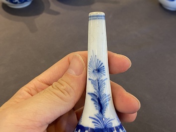 Six Chinese blue and white rosewater sprinklers, Kangxi