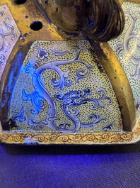 A large Chinese Canton enamel censer and cover, Qianlong mark, 19th C.