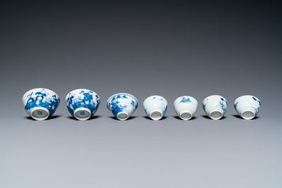 14 Chinese blue and white tea wares, Kangxi and later