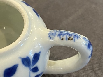 A Chinese blue and white miniature teapot and cover, Kangxi