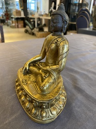 A Sino-Tibetan gilt bronze Buddha, 18th C.
