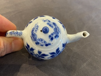 A Chinese blue and white miniature teapot and cover, Kangxi
