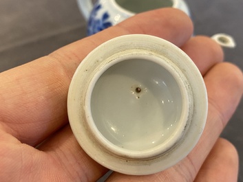 A Chinese blue and white miniature teapot and cover, Kangxi