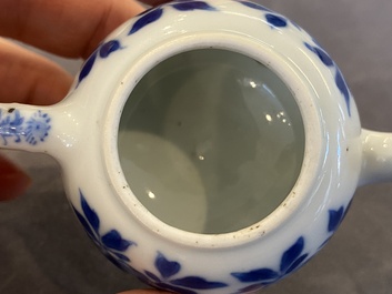 A Chinese blue and white miniature teapot and cover, Kangxi