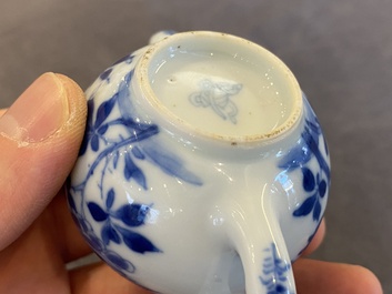 A Chinese blue and white miniature teapot and cover, Kangxi