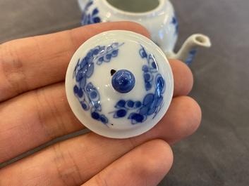 A Chinese blue and white miniature teapot and cover, Kangxi