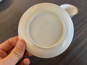 An exceptionally fine Chinese famille rose cup and saucer, Yongzheng