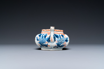 A Chinese hexagonal Imari-style teapot and cover, Kangxi