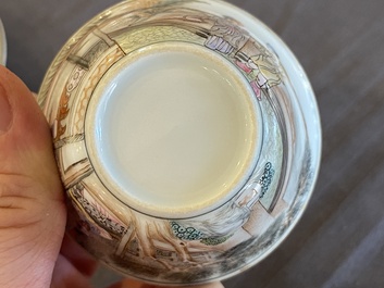 An exceptionally fine Chinese famille rose cup and saucer, Yongzheng