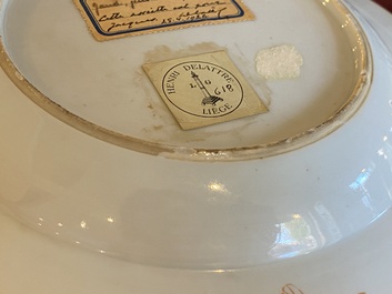 A Chinese famille verte plate with a scholar and his student, Yongzheng