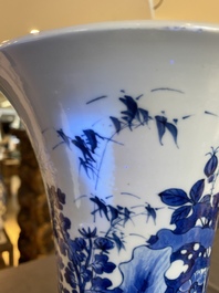 A Chinese blue and white bianco sopra bianco 'yenyen' vase, Kangxi