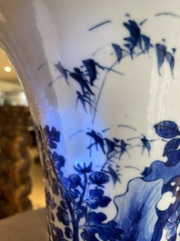 A Chinese blue and white bianco sopra bianco 'yenyen' vase, Kangxi