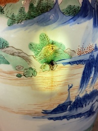 A pair of Chinese famille verte vases with fine landscapes, Yongzheng mark, 19/20th C.
