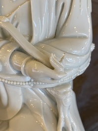 A Chinese Dehua blanc de Chine sculpture of Guanyin with a ruyi, Boji Yuren 博及漁人 mark, 19/20th C.